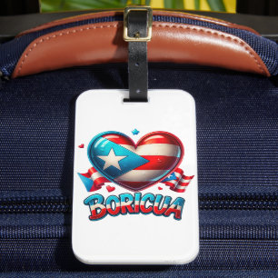 Puerto Rico Boricua Love Heart Flag Luggage Tag