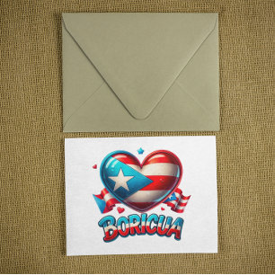 Puerto Rico Boricua Love Heart Flag Postcard