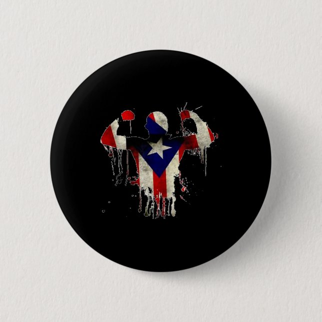 Puerto Rico Boxing Gloves Boxeo Shirt Ropa Uni  6 Cm Round Badge (Front)