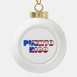 Puerto Rico Ceramic Ball Christmas Ornament