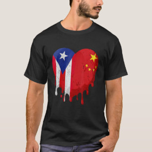 Puerto Rico China Flag Heart Citizen Grown Patriot T-Shirt