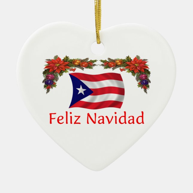 Puerto Rico Christmas Ceramic Tree Decoration (Front)
