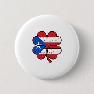 Puerto Rico Clover Flag Vintage Engraving Vector D 6 Cm Round Badge