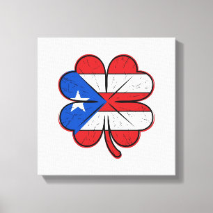 Puerto Rico Clover Flag Vintage Engraving Vector D Canvas Print