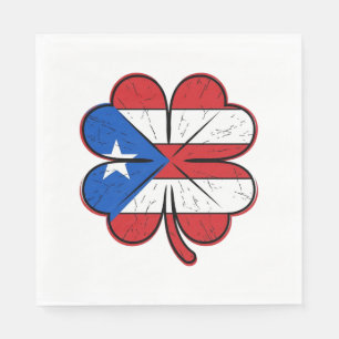Puerto Rico Clover Flag Vintage Engraving Vector D Napkin
