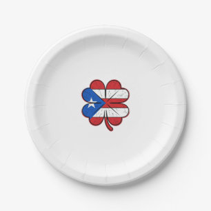 Puerto Rico Clover Flag Vintage Engraving Vector D Paper Plate