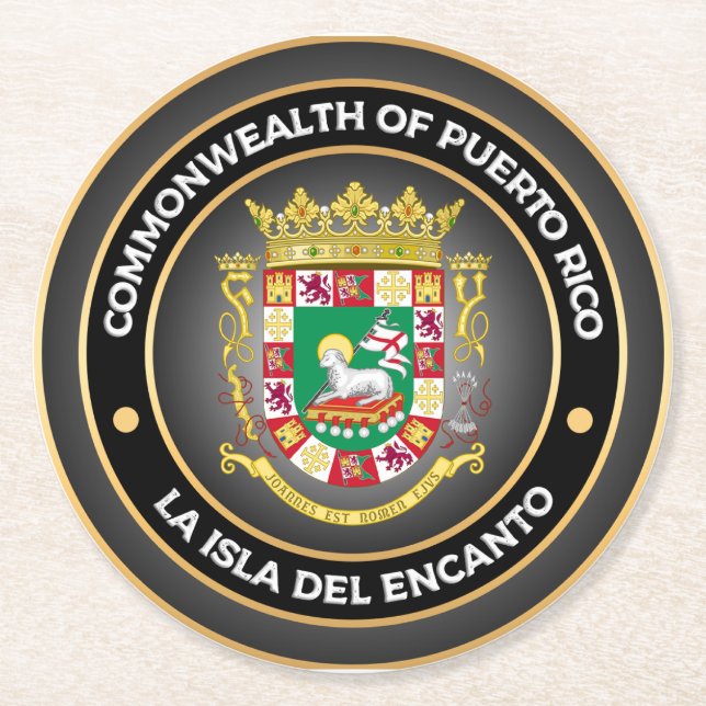Puerto Rico Coat of Arms Round Paper Coaster (Front)