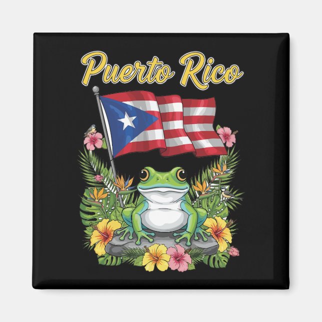 Puerto Rico Coquí Frog Boricua Pride Magnet (Front)