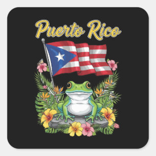 Puerto Rico Coquí Frog Boricua Pride Square Sticker