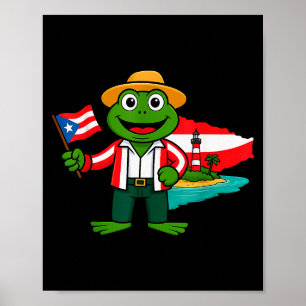 Puerto Rico Coqui Frog Flag Shirt For Men Women Ki Poster