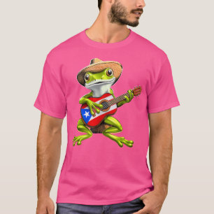 Puerto Rico Coqui Frog Playing Guitar Taino Boricu T-Shirt