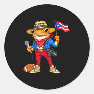 Puerto rico coqui frog street music footballPuerto Classic Round Sticker