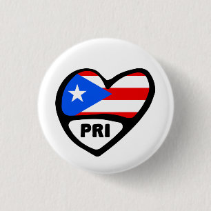 Puerto Rico Country Code Flag Heart Pin Badge, PRI