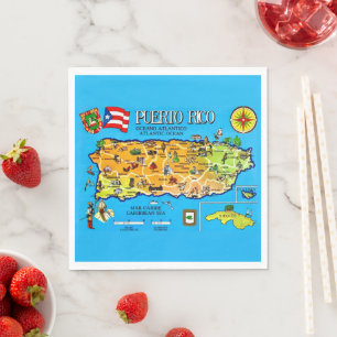 Puerto Rico Country Map Napkin