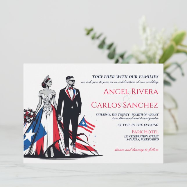 Puerto Rico Couple Wedding Invitation (Standing Front)