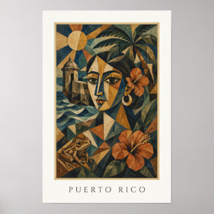 Puerto Rico Cubist Heritage Art Boricua Island Poster