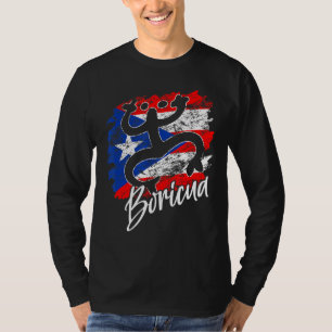 Puerto Rico Distressed Rican Roots Coqui Taino Bor T-Shirt