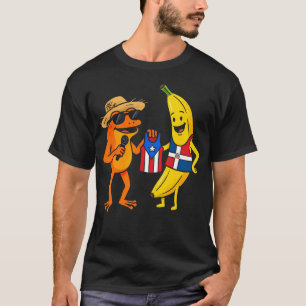 Puerto Rico Dominican Republic Flag Frog Banana T-Shirt