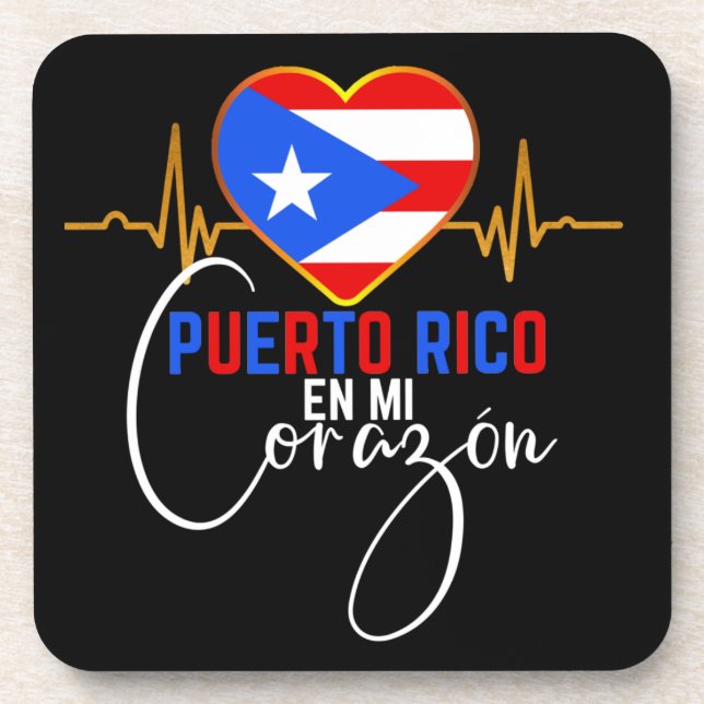 Puerto Rico en mi Corazon Puerto Rican Pride  Coaster (Front)