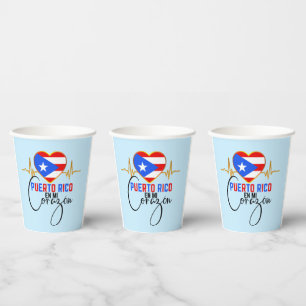 Puerto Rico en mi Corazon Puerto Rican Pride Paper Cups