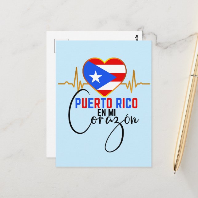 Puerto Rico en mi Corazon Puerto Rican Pride  Postcard (Front/Back In Situ)