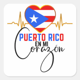 Puerto Rico en mi Corazon Puerto Rican Pride Square Sticker