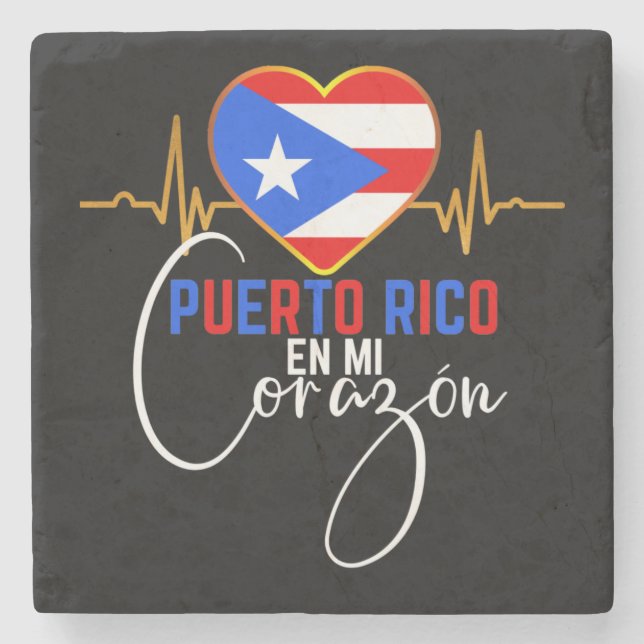 Puerto Rico en mi Corazon Puerto Rican Pride   Stone Coaster (Front)