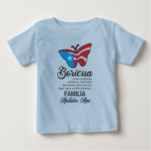 Puerto Rico Family Name Flag Butterfly Quote Baby T-Shirt