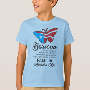 Puerto Rico Family Name Flag Butterfly Quote T-Shirt