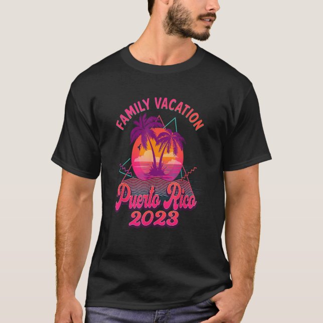 Puerto Rico Family Vacation 2023 Beach Retro 80s M T-Shirt (Front)
