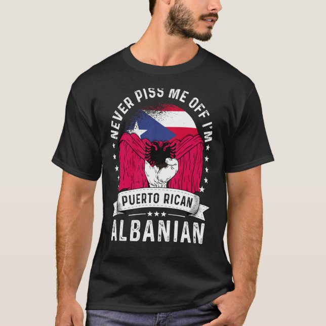 Puerto Rico Flag Albania Grown Humour Pride T-Shirt (Front)