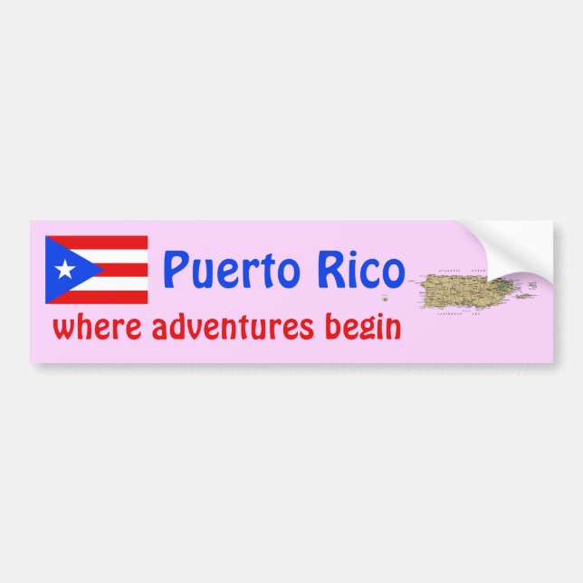 Puerto Rico Flag and Map Bumper Sticker (Front)