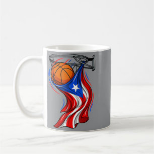 Puerto Rico Flag Basball Hoop Net Swish Graphic Coffee Mug