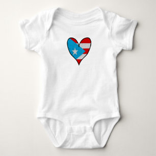 Puerto Rico Flag Boricua Heart, Puerto Rican Baby Bodysuit