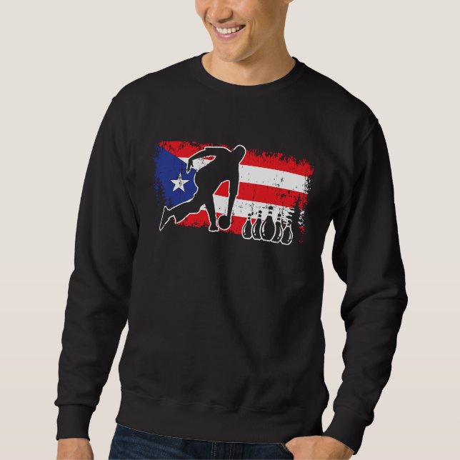 Puerto Rico Flag Bowling League Team Coach Cool Bo Sweatshirt (Front)