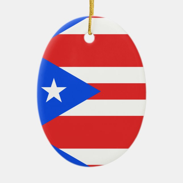 Puerto Rico Flag Ceramic Tree Decoration (Front)