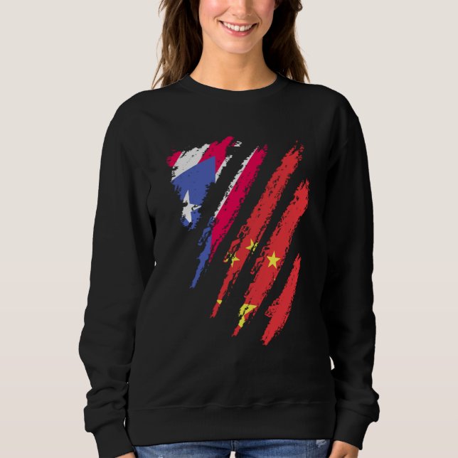 Puerto Rico Flag China Grown Patriot Country Strip Sweatshirt (Front)
