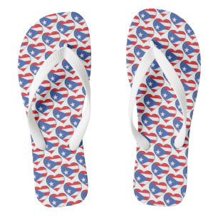 Puerto Rico Flag Colours Hearts Pattern Patriotic Jandals