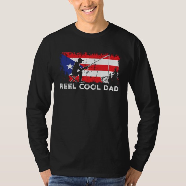 Puerto Rico Flag Cool Dad Fishing Fisherman Father T-Shirt (Front)