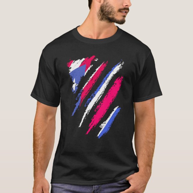 Puerto Rico Flag Costa Rica Grown Patriot Country  T-Shirt (Front)