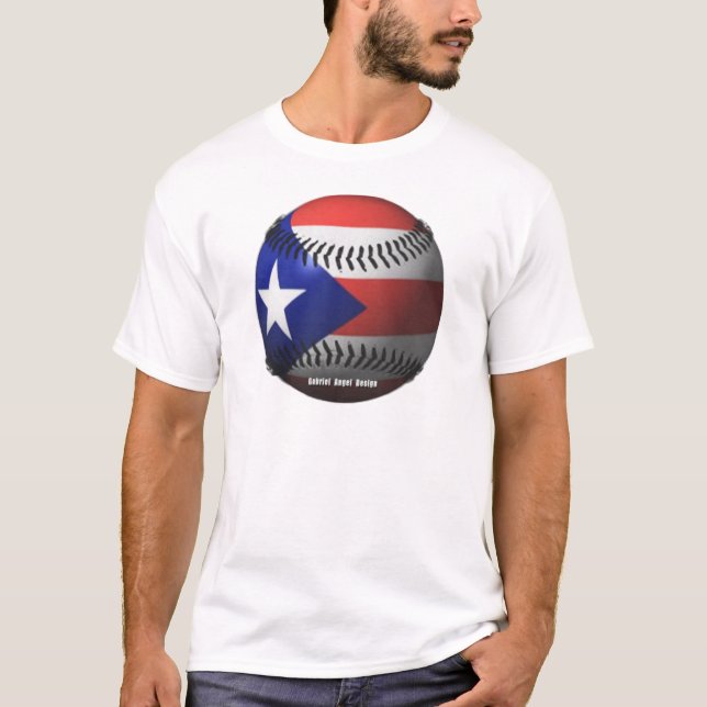 Puerto Rico Flag Covering a Baseball T-Shirt (Front)