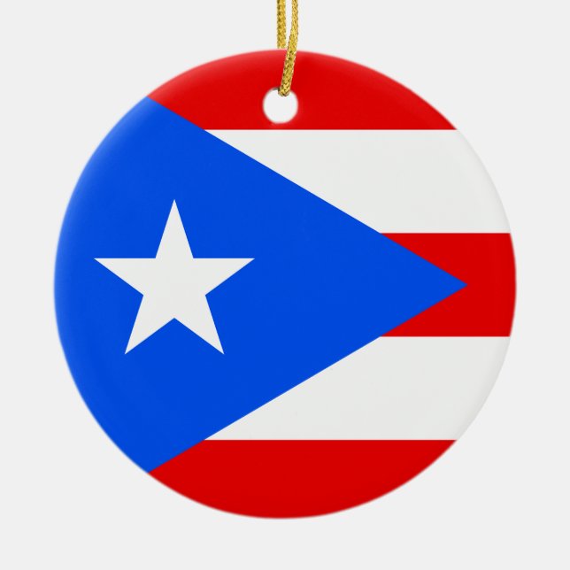 Puerto Rico flag custom Christmas tree ornament (Front)