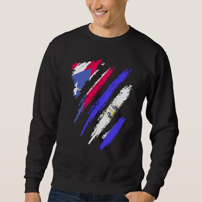 Puerto Rico Flag El Salvador Grown Patriot Country Sweatshirt (Front)
