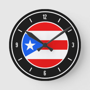 Puerto Rico Flag Elegant Round Clock