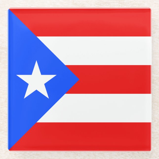 Puerto Rico Flag Glass Coaster (Front)