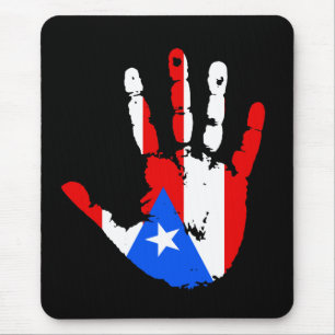 Puerto Rico Flag Handprint Mouse Pad