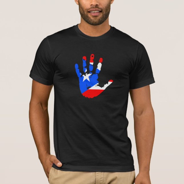 Puerto Rico Flag Handprint T-Shirt (Front)
