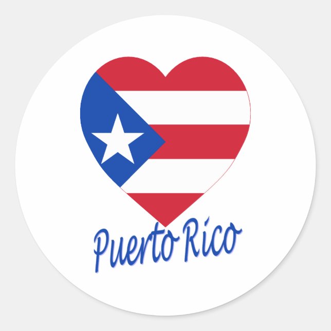 Puerto Rico Flag Heart Classic Round Sticker (Front)