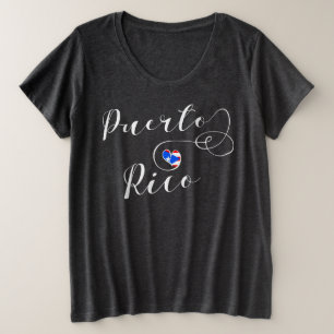 Puerto Rico Flag Heart, Puerto Rican Design Plus Size T-Shirt