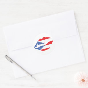 Puerto Rico Flag Lips Classic Round Sticker